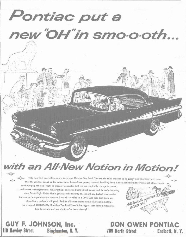 Guy F Johnson Pontiac Ad 1957